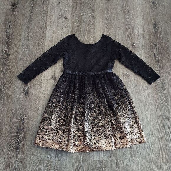 BLUSH by US ANGELS CECILIA FOIL LACE GIRLS DRESS - Picture 2 of 10